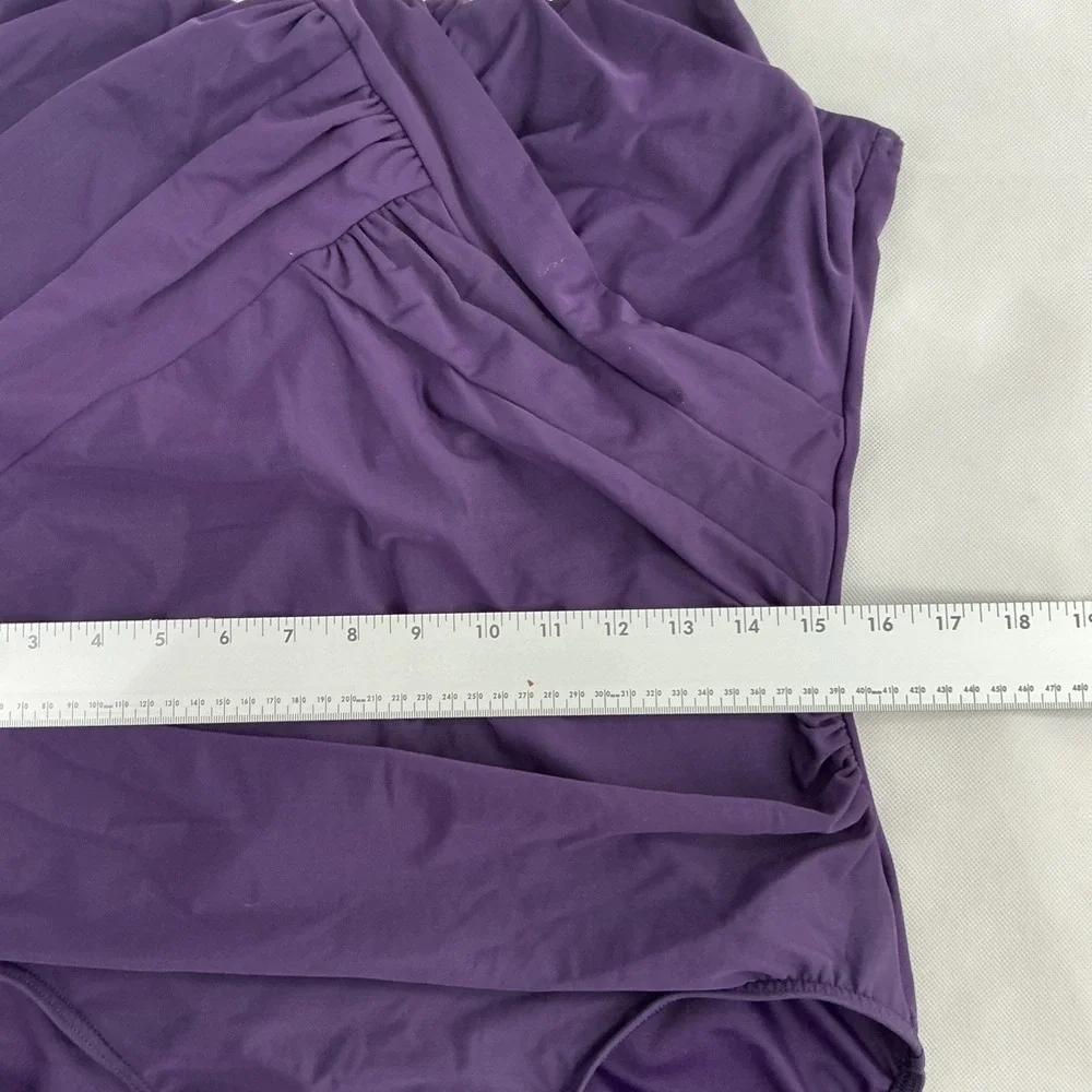 Lands' End Slender Carmela Tummy Control One-Piece Swimsuit Size 18D Purple